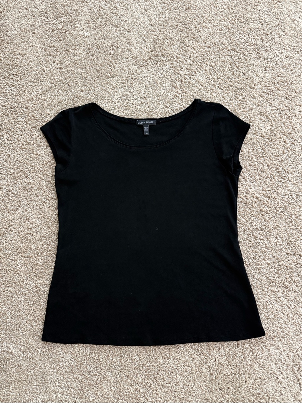 Eileen Fisher Black Scoop Neck Short Sleeve Tee